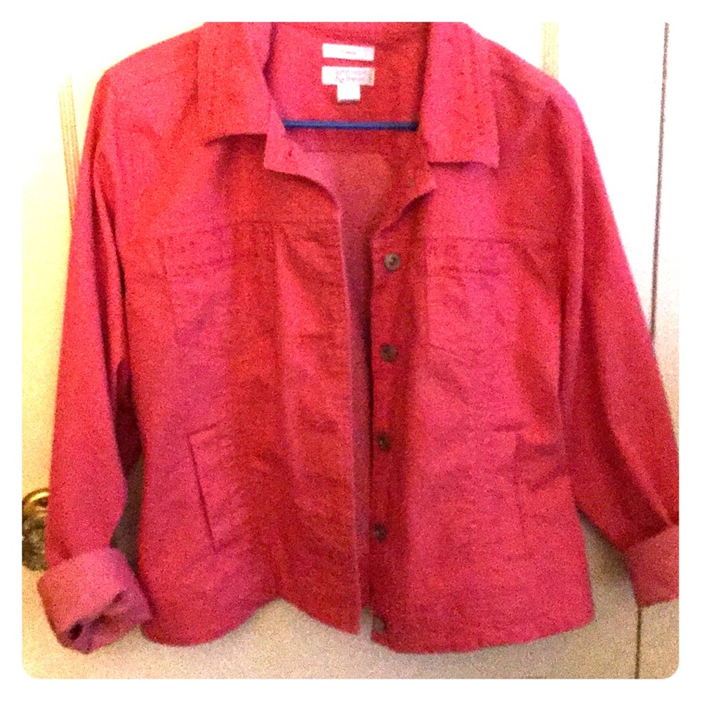 Pink jacket with decorative pink beads.